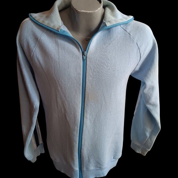 Vintage Men's Large Track Jacket 1970's Sears Kings Road  Full-Zip Striped Trash - Picture 2 of 9